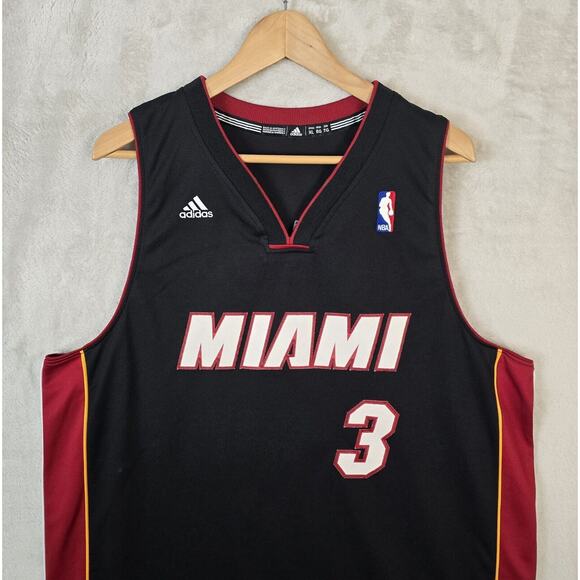Adidas NBA Miami Heat Jersey Dwyane Wade #3 Mens XL Black Swingman Basketball - Picture 3 of 10
